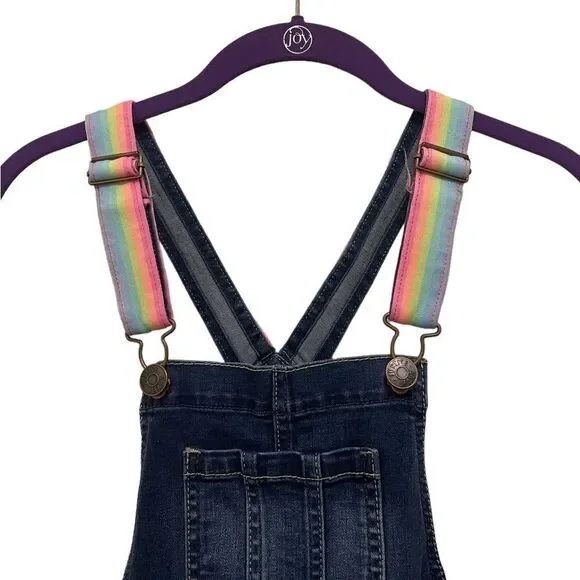 Justice Denim Shortalls with Rainbow Straps - Picture 4 of 10